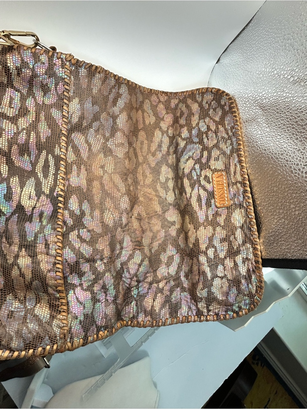 Consuela Around Town Iris Clutch 12" x 10" Leather with Kedzie Strap Please Read - Picture 6 of 14